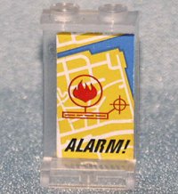 LEGO part Panel 1 x 2 x 3 - Studs Sólidos con Mapa de la Ciudad con Llama y Patrón 'ALARM!' (Adhesivo) - Set 7240 2362apb21