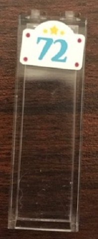 LEGO part Brique 1 x 2 x 5 avec motif Étoile et Numéro '72' (Autocollant) - Ensemble 41314 2454pb268