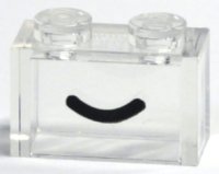 LEGO part Brick 1 x 2 without Bottom Tube with Black Smile Curved Line Pattern 3065pb24