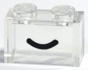LEGO part Brick 1 x 2 without Bottom Tube with Black Smile Curved Line Pattern (3065pb24)