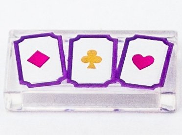 LEGO part Baldosa 1 x 2 con 3 Cartas de Juego con Patrón de Diamante, Trébol y Corazón (3069pb0953)