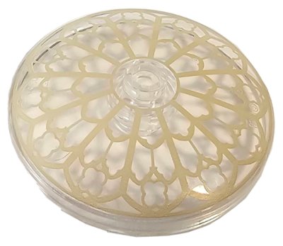 LEGO part Dish 4 x 4 Inverted (Radar) with Open Stud with Tan Rose Window Pattern (35394pb009)