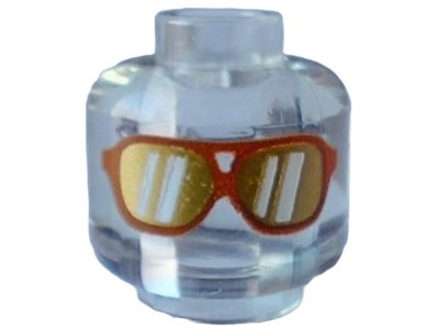 LEGO part Minifigure, Head Medium Nougat Glasses with Gold Lenses with White Reflections Pattern - Vented Stud (3626pb3610)