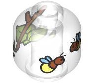 LEGO part Minifigure, Head without Face with Bright Light Yellow, Medium Nougat and Lavender Fireflies, Twigs and Olive Green Leaves Pattern - Vented Stud (3626pb3622)