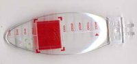 LEGO part Windscreen 9 x 3 x 1 2/3 Bubble Canopy with Red Square and Verniers Pattern 47844pb02