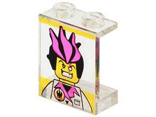 LEGO part Panel 1 x 2 x 2 - Hollow Studs with Agents Dr. Inferno Pattern (4864bpx5)