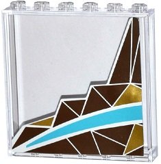 LEGO part Panel 1 x 6 x 5 with Silver and Gold Triangle Mosaic and White and Medium Azure Curved Stripes Pattern Left Side (Sticker) - Set 41106 (59349pb100L)