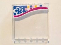 LEGO part Panel 1 x 6 x 5 with White and Blue Flower and Multi-Colored Squares on Outside Pattern (Stickers) - Set 41058 59349pb113