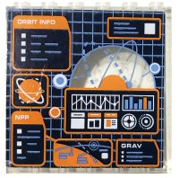 LEGO part Panel 1 x 6 x 5 with 'ORBIT INFO,' 'NPP,' 'GRAV,' and Planets Pattern (Sticker) - Set 60228 59349pb178