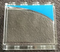 LEGO part Panel 1 x 4 x 3 with Side Supports - Hollow Studs with Dark Azure Curve Pattern Model Left Side (Sticker) - Set 10252 60581pb122L