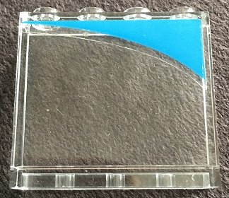 LEGO part Panel 1 x 4 x 3 with Side Supports - Hollow Studs with Dark Azure Curve Pattern Model Left Side (Sticker) - Set 10252 (60581pb122L)