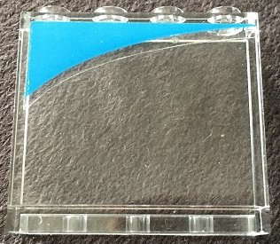 LEGO part Panel 1 x 4 x 3 with Side Supports - Hollow Studs with Dark Azure Curve Pattern Model Right Side (Sticker) - Set 10252 (60581pb122R)