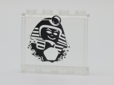 LEGO part Panel 1 x 4 x 3 with Side Supports - Hollow Studs with Black Undead Pharaoh Pattern (60581pb138)
