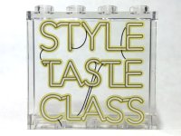 LEGO onderdeel Panel 1 x 4 x 3 with Side Supports - Hollow Studs with 'STYLE TASTE CLASS' Neon Sign Pattern 60581pb193