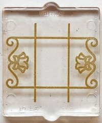 LEGO onderdeel Glass for Window 1 x 2 x 2 Flat Front with Gold Lattice, Flowers and Filigree Pattern 60601pb046