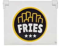 LEGO onderdeel Glass for Window 1 x 4 x 3 - Opening with White 'FRIES' and Stars with Bright Light Orange Border on Black Background Pattern 60603pb029