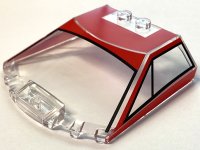 LEGO part Windscreen 6 x 6 x 1 1/3 Straight Sides with Red and Black Ferrari F40 Roof Pattern 65633pb17