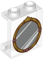 LEGO part Panel 1 x 2 x 2 with Side Supports - Hollow Studs with Gold Vanity Mirror Pattern (87552pb058)