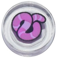 LEGO part Tile, Round 1 x 1 with Bright Pink and Dark Pink Worm, Black Outline Pattern 98138pb464