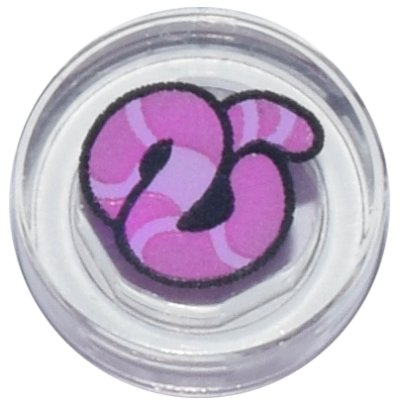 LEGO part Tile, Round 1 x 1 with Bright Pink and Dark Pink Worm, Black Outline Pattern (98138pb464)
