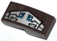 LEGO part Schräge, Curvada 2 x 1 x 2/3 con Patrón de Armadura de Gorila Azul y Plateada Lado Izquierdo del Modelo (Pegatina) - Set 70125 11477pb013L