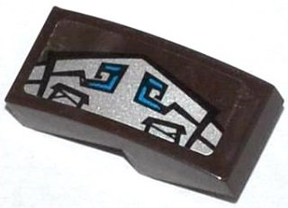 LEGO part Schräge, Courbée 2 x 1 x 2/3 avec Motif Armure Gorille Bleu et Argent Côté Modèle Gauche (Autocollant) - Ensemble 70125 (11477pb013L)