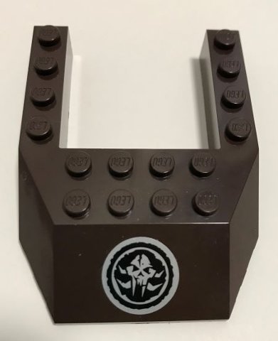 LEGO onderdeel Wig 6 x 8 Uitsnijding met Alien Schedel in Zwarte Cirkel Patroon (Sticker) - Set 70228 (32084pb008)