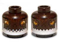 LEGO part Minifigure, Head Dual Sided Alien Chima Crocodile with Bright Light Orange Eyes, Silver Lower Jaw, and Reddish Brown Scales, Wide / Narrow Eyes Pattern 3626pb0902