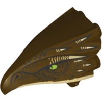 LEGO part Bird Head Jaw Upper with Dark Brown Beak and Tan Horns Pattern (Hungarian Horntail) 38832pb03