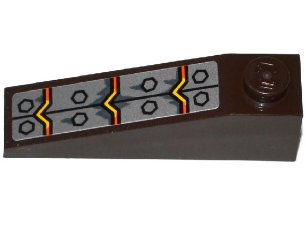 LEGO part Slope 18 4 x 1 with Bolted Metal Plates and Lava Pattern (Sticker) - Set 70321 (60477pb008)