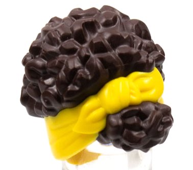 LEGO part Mini Doll, Hair Coiled, Pulled Up with Molded Yellow Head Wrap Pattern (79984pb01)