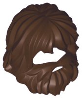 LEGO onderdeel Minifigure, Hair Shaggy with Beard and Mouth Hole 87999