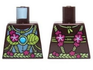 LEGO part Torso Gorilla with Leaf Top and Belt, Pink Flowers and Blue Round Jewel (Chi) Pattern (973pb1473)