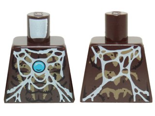 LEGO part Torso Chima Bare Chest with Spider Web, Dark Tan Spider and Blue Round Jewel (Chi) Pattern (973pb1636)