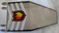 LEGO part Windscreen 7 x 4 x 1 2/3 with Locking Dual 2 Fingers, 9 Teeth with Fire Logo Badge and White Chevrons Pattern (Sticker) - Set 7238 30372pb01