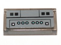 LEGO part Platte 1 x 2 mit Schwarze Quadrate und Blaue Kreise Muster (Aufkleber) - Set 75013 3069pb0267