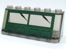 LEGO part Windscreen 2 x 6 x 2 with Split Windshield Pattern (Sticker) - Set 7625 (4176pb21)