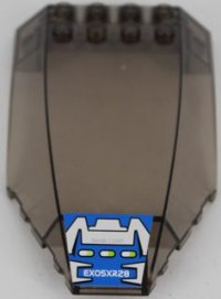 LEGO part Windscreen 10 x 6 x 2 Curved with 'EXO5XR28' Pattern (Sticker) - Set 8118 45705pb021