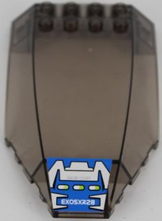 LEGO part Windscreen 10 x 6 x 2 Curved with 'EXO5XR28' Pattern (Sticker) - Set 8118 (45705pb021)