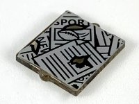 LEGO onderdeel Glass for Window 1 x 2 x 2 Flat Front with Tattered Scattered Newspapers Pattern 60601pb021