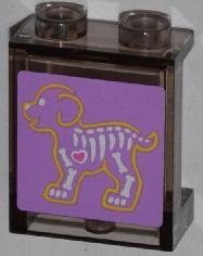 LEGO part Panel 1 x 2 x 2 with Side Supports - Hollow Studs with X-Ray Dog Skeleton on Medium Lavender Background Pattern (Sticker) - Set 3188 87552pb014