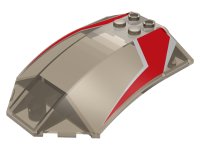 LEGO part Windscreen 8 x 6 x 2 Curved with Red and Silver Racing Stripes Pattern x224pb005
