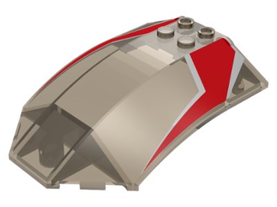 LEGO part Windscreen 8 x 6 x 2 Curved with Red and Silver Racing Stripes Pattern (x224pb005)