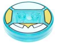 LEGO part Dimensions Spielzeug Etikett 4 x 4 x 2/3 mit 2 Stiften und trans-hellblauem Boden mit weißem Hemdkragen und gelbem Nacken Muster (Homer) 18605c01pb09