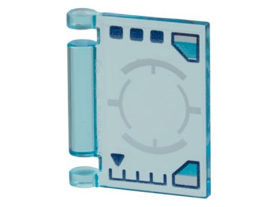 LEGO part Minifigura, Utensile Copertina Libro con Pannello Controllo Navicella Spaziale, Indicatori Blu Scuro, Quadrati e Triangolo e Cerchio Bianco per Visualizzazione Testa (HUD) Motivo (24093pb070)