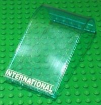 LEGO onderdeel Paneel 6 x 6 x 9 Gebogen Bovenkant met Wit 'INTERNATIONAL' en Dunne Lijnen Patroon (Sticker) - Sets 7894 2572pb06