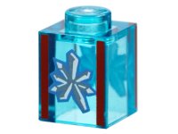 LEGO part Stein 1 x 1 mit roten Linien, weißem Kristallmuster auf beiden Seiten 3005pb054