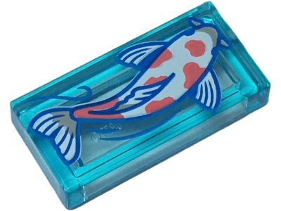 LEGO part Fliese 1 x 2 mit Weiß Koi Fisch mit Korallen Flecken Muster (3069pb1167)