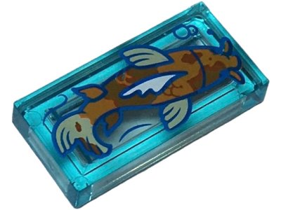LEGO part Carreau 1 x 2 avec Motif Poisson Koi Orange Foncé avec Taches Brun Rougeâtre (3069pb1180)