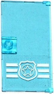 LEGO part Door 1 x 4 x 6 with Stud Handle with Police Badge on 3 White Stripes Bottom Pattern (Sticker) - Set 60069 (60616pb013)
